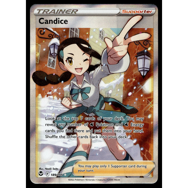 Candice - 189/195 - PSA NM - Full Art - Silver Tempest - Pokemon - A5-46