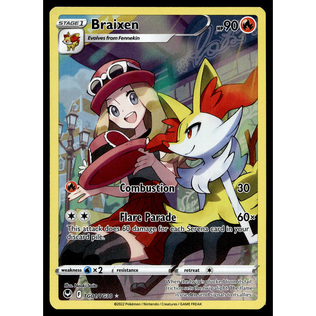 Braixen - TG01/TG30 - NM - Full Art - Silver Tempest - Pokemon - A6-4