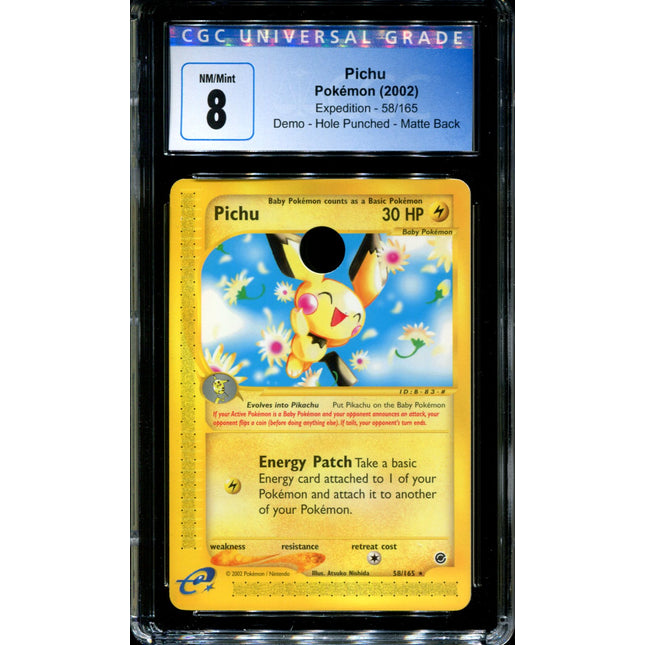 Pichu - 58/165 - CGC 8 - Expedition - Demo - Hole Punched Matte Back - Pokemon - 91088