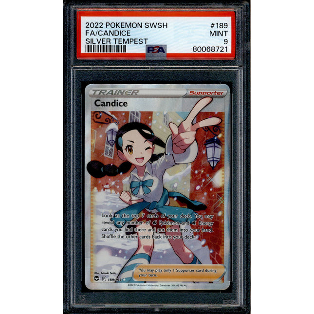 Candice - 189/195 - PSA 9 - Full Art - Silver Tempest - Pokemon - 68721