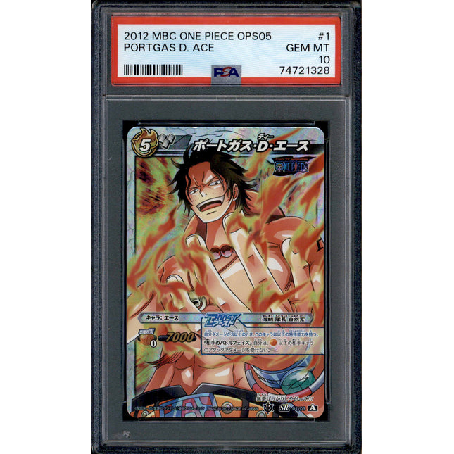 Portgas D. Ace - 1 - PSA 10 - Super Rare - Miracle Battle Carddass - One Piece - 21328