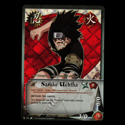 Sasuke Uchiha - 155 - NM - 1st Edition - Diamond Foil - Naruto CCG - D4-81