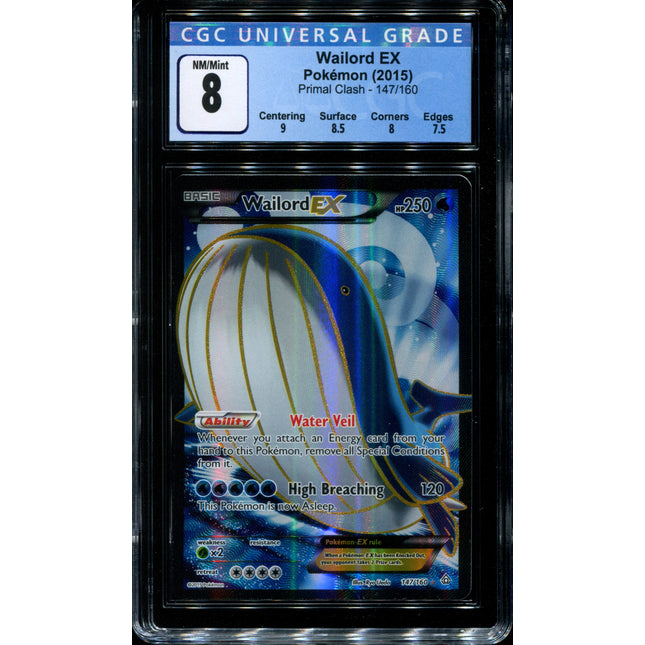 Wailord EX - 147/160 - CGC 8 NM/Mint - Primal Clash - 02049