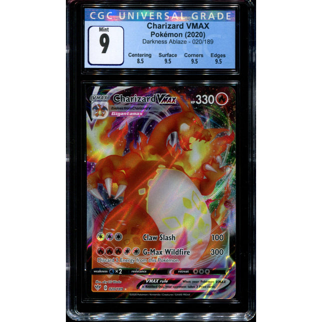 pokemon tcg darkness ablaze 020 189 charizard vmax card Charizard Vmax - 020/189 - CGC 9 Mint - Darkness Ablaze