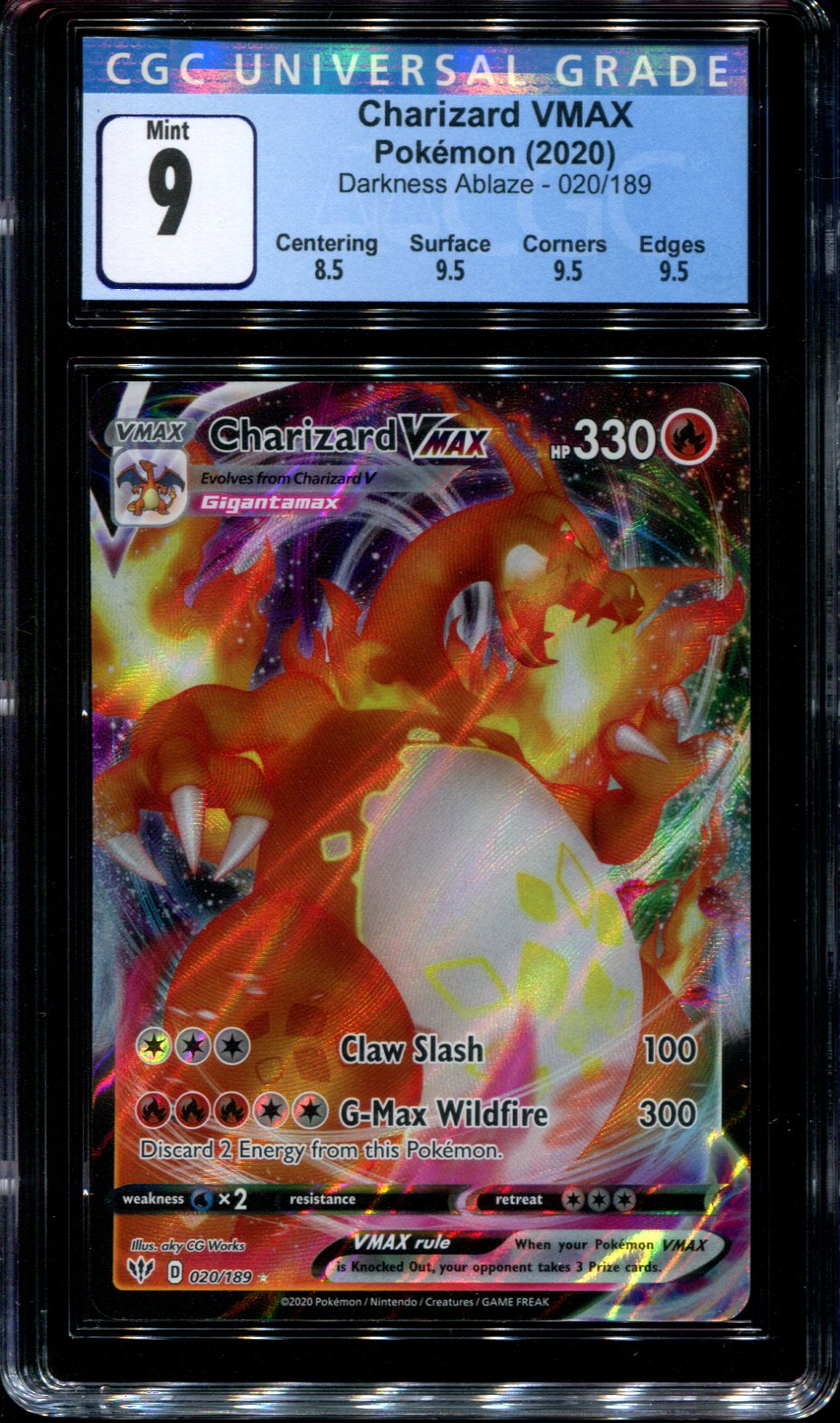charizard vmax 330 pokemon card value Charizard Vmax - 020/189 - CGC 9 Mint - Darkness Ablaze