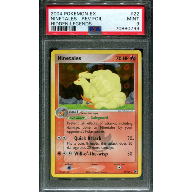 Ninetales - 22/101 - PSA 9 - Reverse Holo - Hidden Legends - Pokemon - 80799