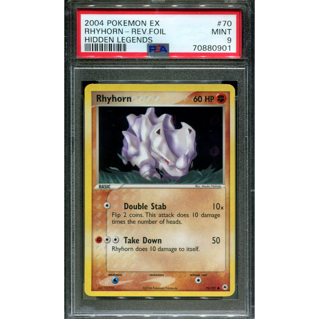 Rhyhorn - 70/101 - PSA 9 - Reverse Holo - Hidden Legends - Pokemon - 80901