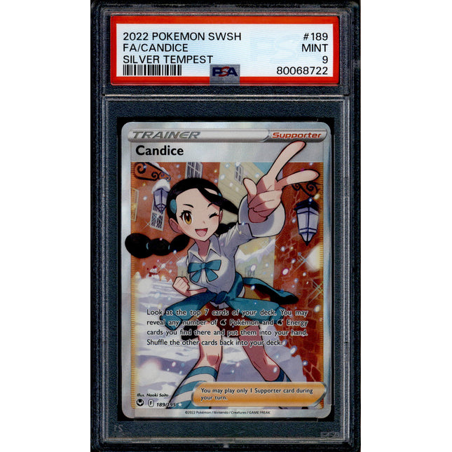 Candice - 189/195 - PSA 9 - Full Art - Silver Tempest - Pokemon - 68722