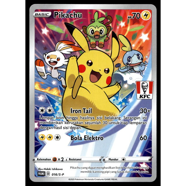 Pikachu - 016/S-P - PSA NM - Indonesian - KFC - Promo - Pokemon - A1-52