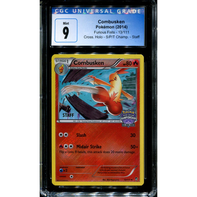 Combusken - 13/111 - CGC 9 - Furious Fists - State Championship Staff - Pokemon - 94034