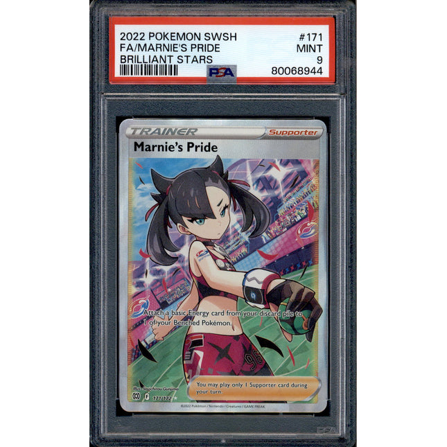 Marnie's Pride - 171/172 - PSA 9 - Full Art - Brilliant Stars - Pokemon - 68944