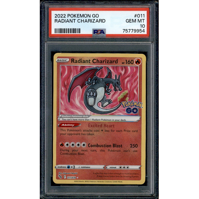 Radiant Charizard - 011/078 - PSA 10 - Ultra Rare - Pokemon GO - Pokemon - 79954