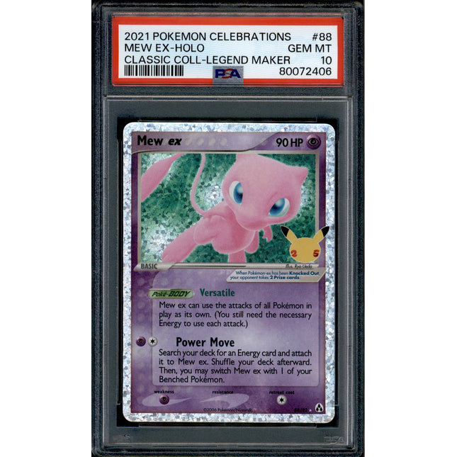 Mew ex - 88/92 - PSA 10 - Ultra Rare - Celebrations - Pokemon - 72406