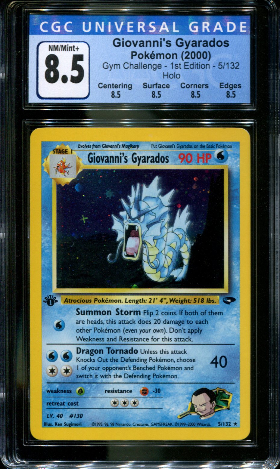 Giovanni's Gyarados - 5/132 - CGC 8.5 - 1st Edition - Gym Challenge