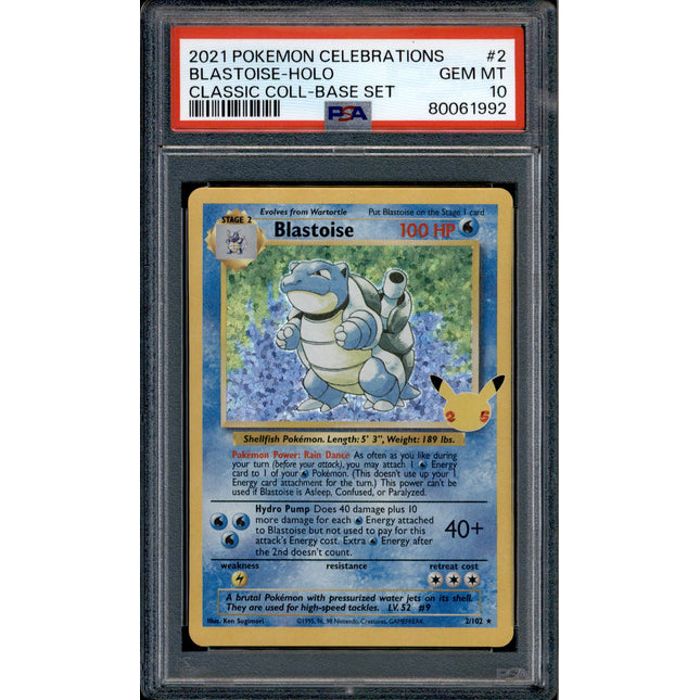 Blastoise - 2/102 - PSA 10 - Holo - Celebrations - Pokemon - 61992