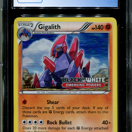 Gigalith - 53/98 - CGC 6 - Emerging Powers - Prerelease Staff - Pokemon - 94032