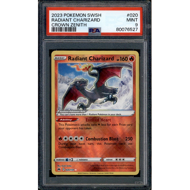 Radiant Charizard - 020/159 - PSA 9 - Reverse Holo - Crown Zenith - Pokemon - 76527