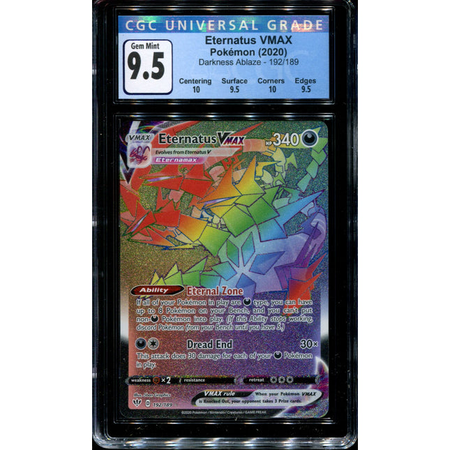 Eternatus Vmax - 192/189 - CGC 9.5 Gem Mint - Darkness Ablaze - 68068