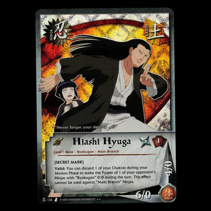 Hiashi Hyuga - 126 - NM - Unlimited - Diamond Foil - Naruto CCG - D3-131