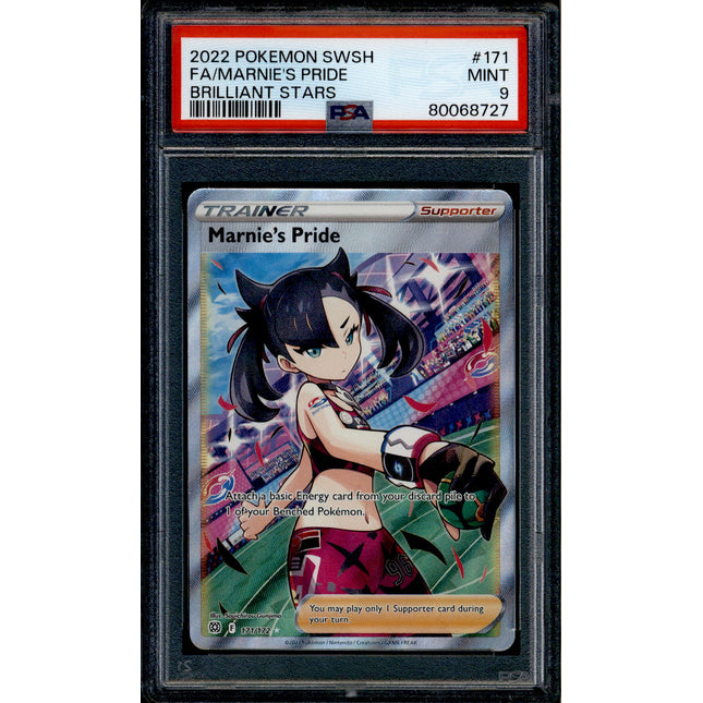 Marnie's Pride - 171/172 - PSA 9 - Full Art - Brilliant Stars - Pokemon - 68727