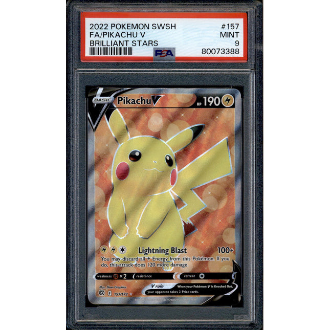 Pikachu V - 157/172 - PSA 9 - Full Art - Brilliant Stars - Pokemon - 73388