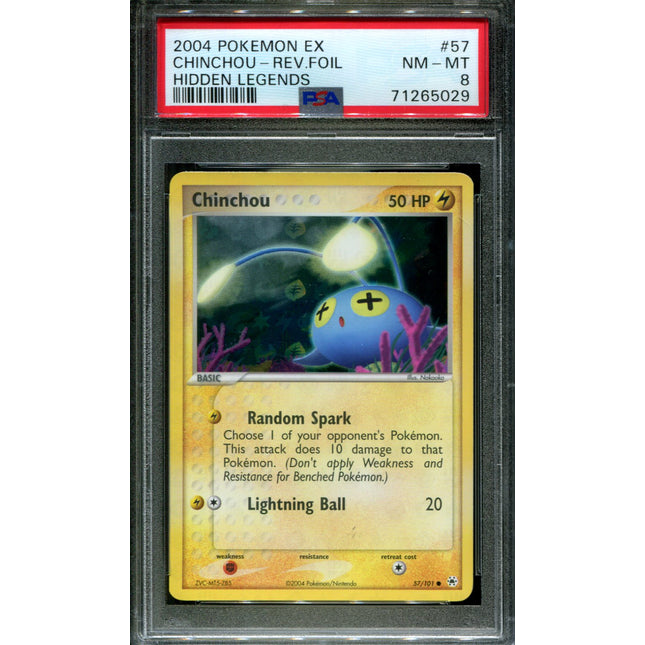 Chinchou - 57/101 - PSA 8 - Reverse Holo - Hidden Legends - Pokemon - 65029