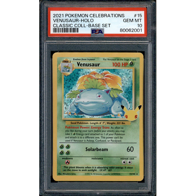 Venusaur - 15/102 - PSA 10 - Holo - Celebrations - Pokemon - 62001
