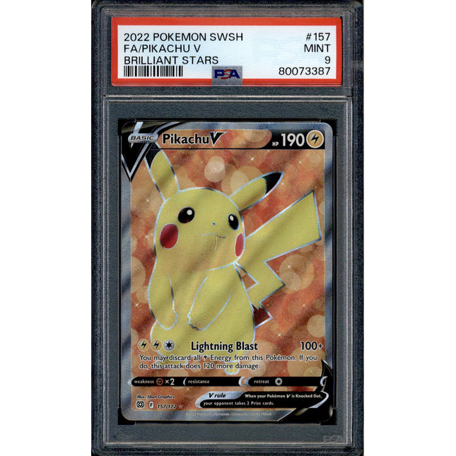Pikachu V - 157/172 - PSA 9 - Full Art - Brilliant Stars - Pokemon - 73387