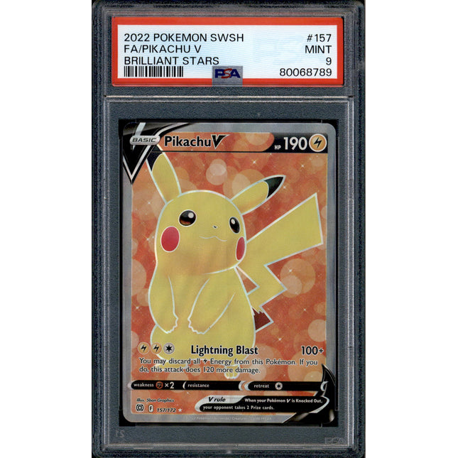 Pikachu V - 157/172 - PSA 9 - Full Art - Brilliant Stars - Pokemon - 68789