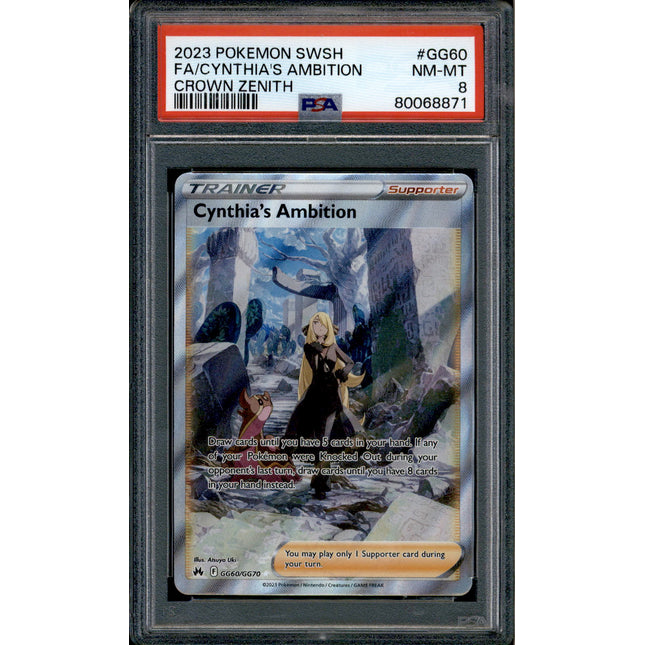 Cynthia's Ambition - GG60/GG70 - PSA 8 - Full Art - Crown Zenith - Pokemon - 68871