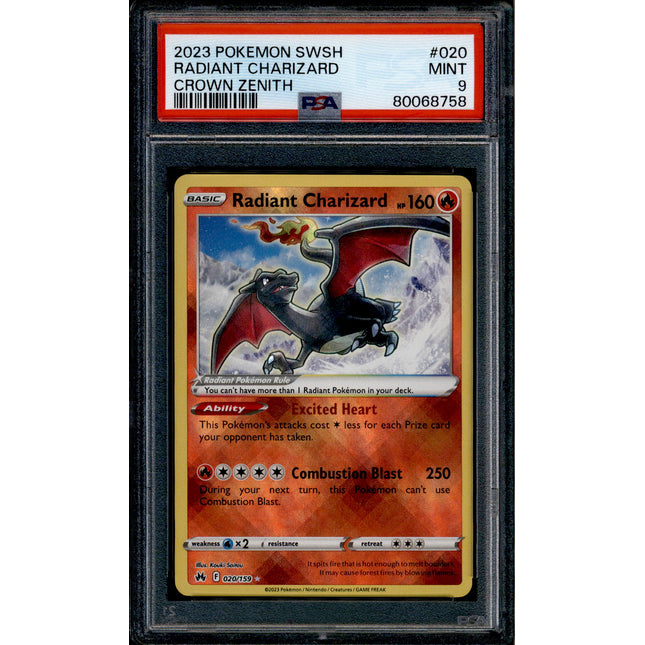 Radiant Charizard - 020/159 - PSA 9 - Holo - Crown Zenith - Pokemon - 68758