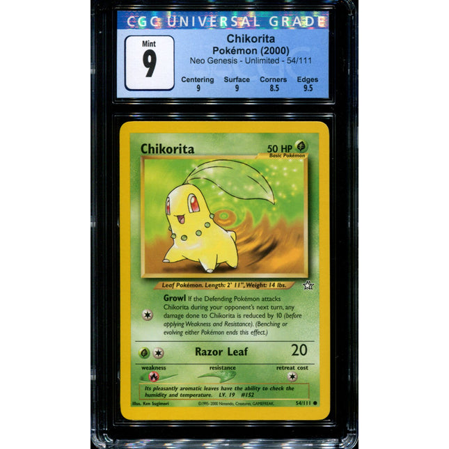 Chikorita - 54/111 - CGC 9 Mint - Neo Genesis - Pokemon - 37276