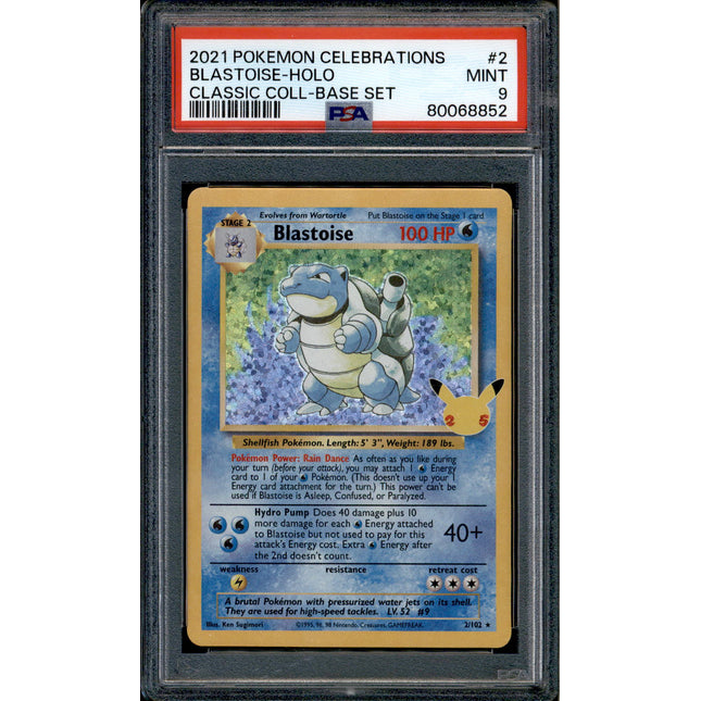 Blastoise - 2/102 - PSA 9 - Holo - Celebrations - Pokemon - 68852