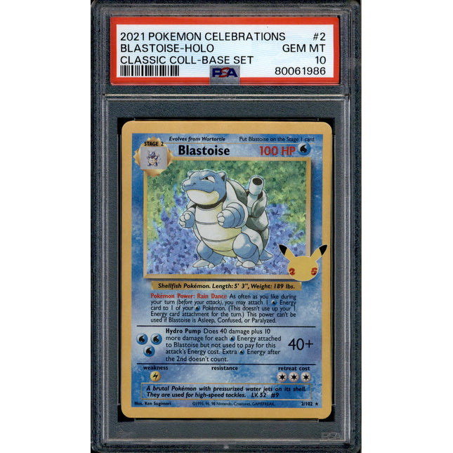 Blastoise - 2/102 - PSA 10 - Holo - Celebrations - Pokemon - 61986