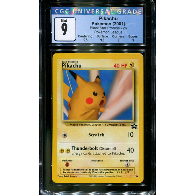 Pikachu - 26 - CGC 9 - Black Star Promo - Pokemon League - 36343