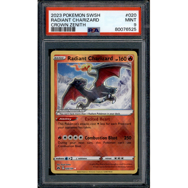 Radiant Charizard - 020/159 - PSA 9 - Reverse Holo - Crown Zenith - Pokemon - 76525