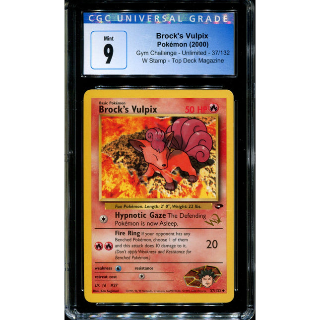 Brock's Vulpix - 37/132 - CGC 9 - Gym Challenge - Unlimited - W Stamp - Pokemon - 92052