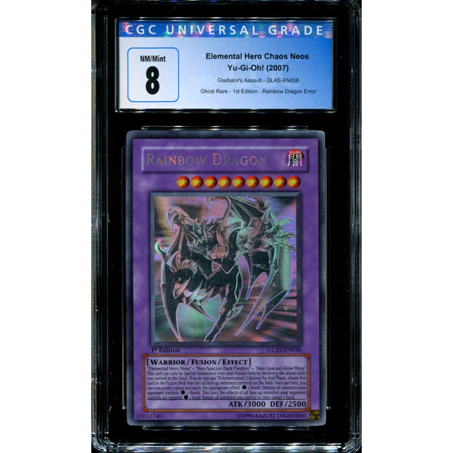 Elemental Hero Chaos Neos - GLAS-EN036 - CGC 8 - Gladiator's Assault - Ghost Rare - 1st Edition Misprint - Yu-Gi-Oh - 21013