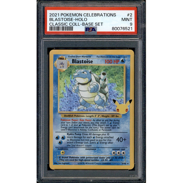 Blastoise - 2/102 - PSA 9 - Holo - Celebrations - Pokemon - 76521