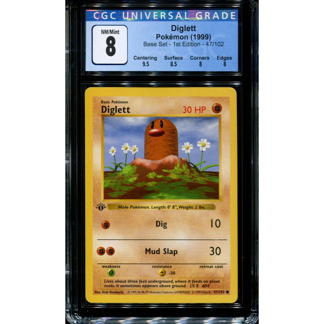 Diglett - 47/102 - CGC 8 - 1st Edition - Base Set - Pokemon - 38117