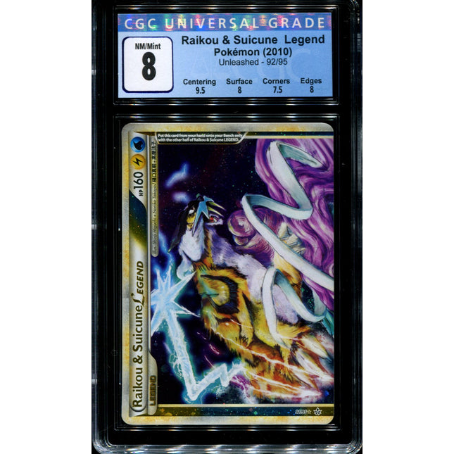 Raikou & Suicune Top - 92/95 - CGC 8 - Ultra Rare - Unleashed - Pokemon - 68397