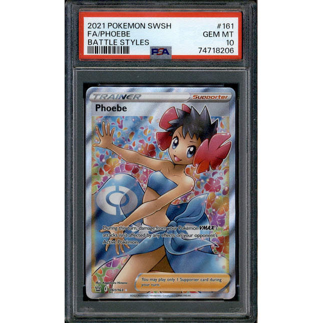 Phoebe - 161/163 - PSA 10 - Full Art - Battle Styles - Pokemon - 18206