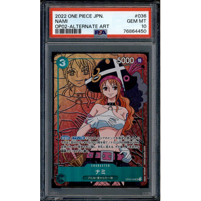 Nami - OP02-036 - PSA 10 - Alt Art Japanese - OP02 - One Piece - 64450