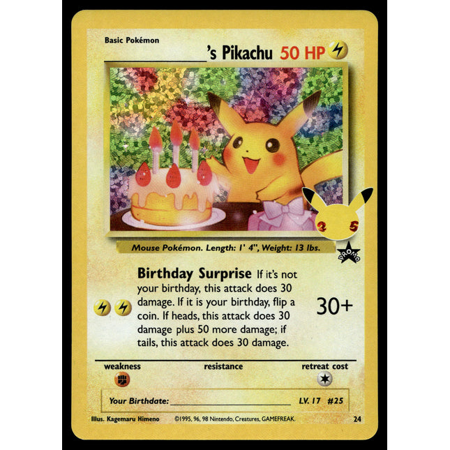 Birthday Pikachu - 24 - NM - Promo - Celebrations - Pokemon - A7-83