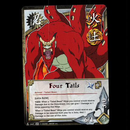 Four Tails - 1447 - NM - 1st Edition Rare - S25 - Naruto CCG - D4-71