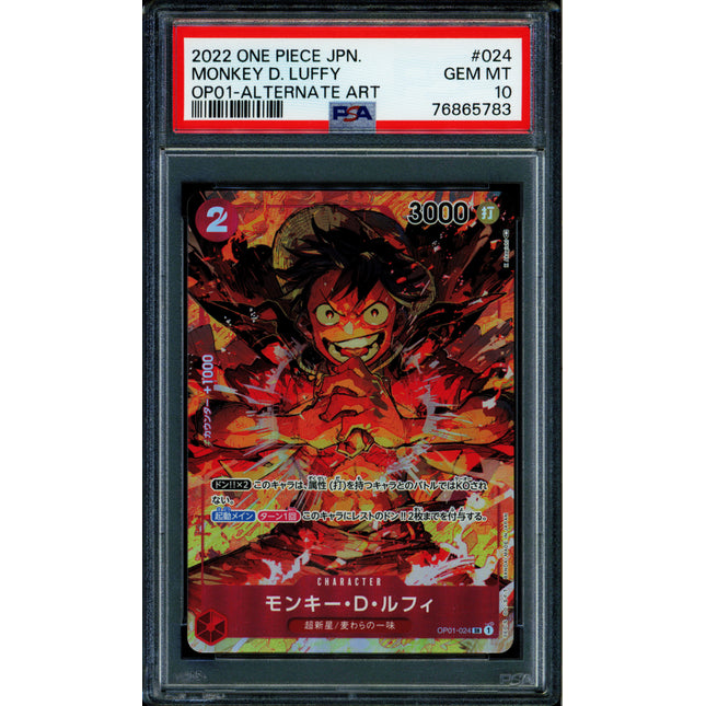 Monkey D. Luffy - OP01-024 - PSA 10 - Alt Art Japanese - OP01 - One Piece - 65783