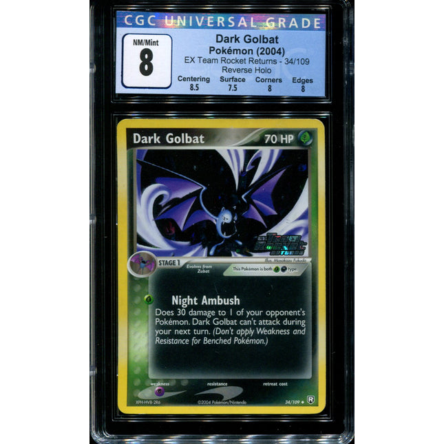 Dark Golbat - 34/109 - CGC 8 - Reverse Holo - Team Rocket Returns - 36731