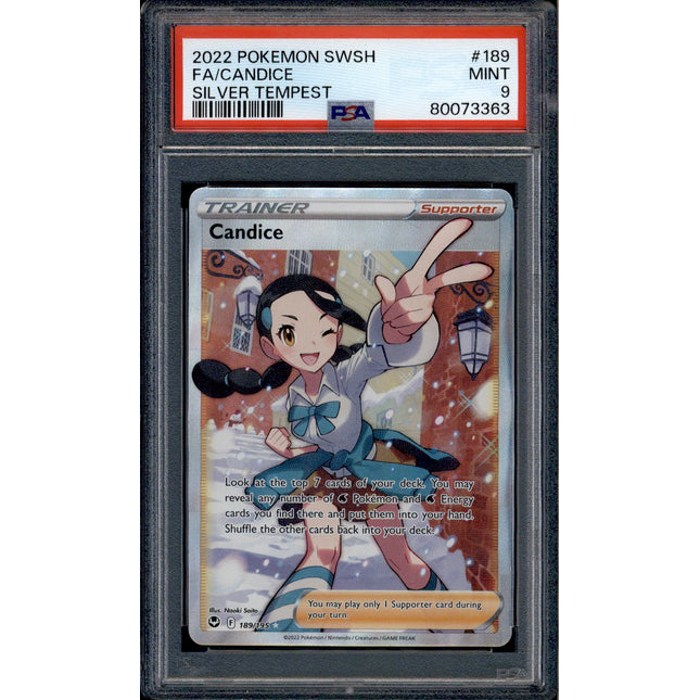 Candice - 189/195 - PSA 9 - Full Art - Silver Tempest - Pokemon - 73363