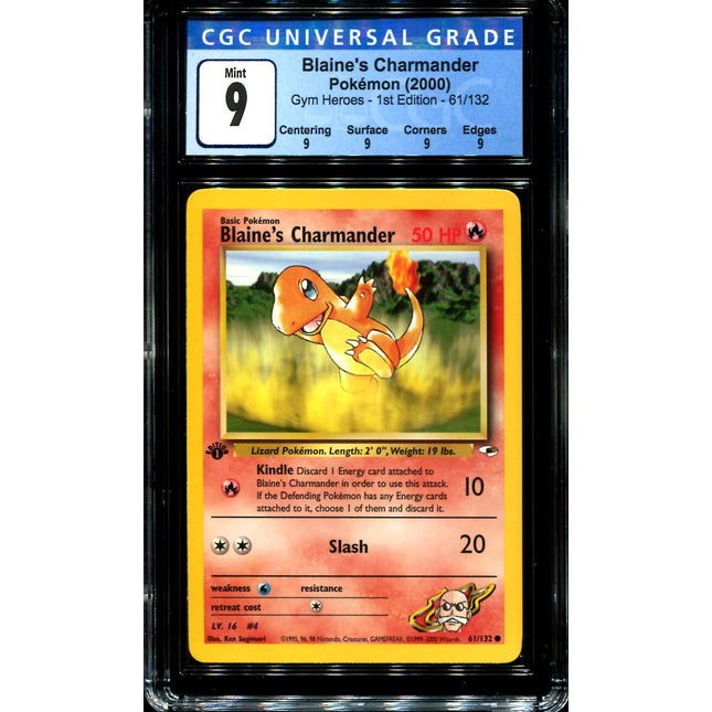 Blaine's Charmander - 61/132 - CGC 9 - 1st Edition - Gym Heroes - Pokemon - 72126