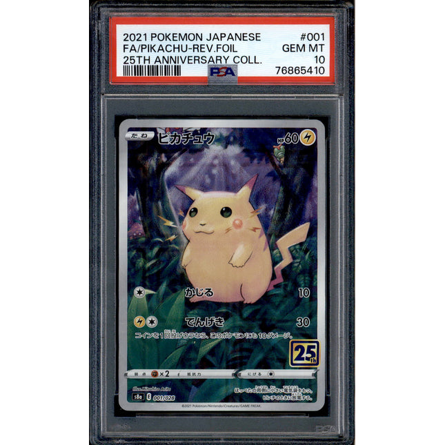 Pikachu - 001/028 - PSA 10 - Reverse Foil - 25th Anniversary - Pokemon - 65410